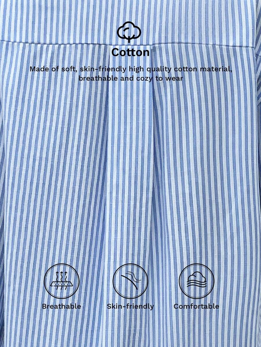 Claire™ | Blue Stripe Shirt Dress