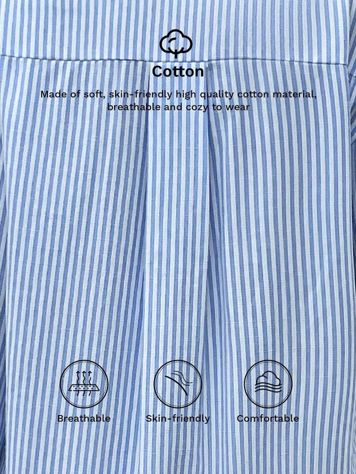 Claire™ | Blue Stripe Shirt Dress