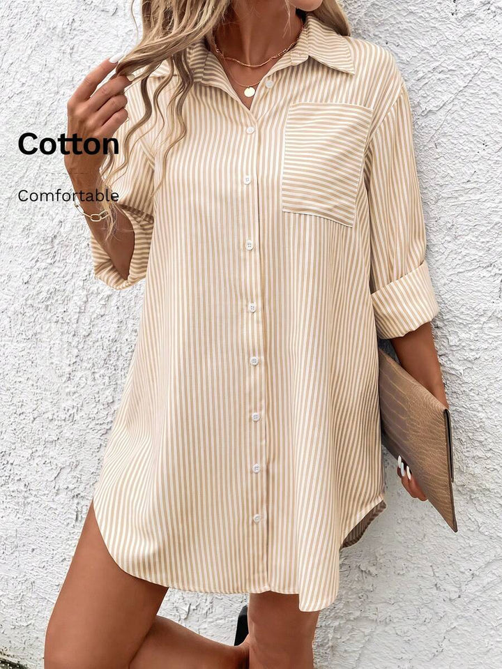 Claire™ | Blue Stripe Shirt Dress