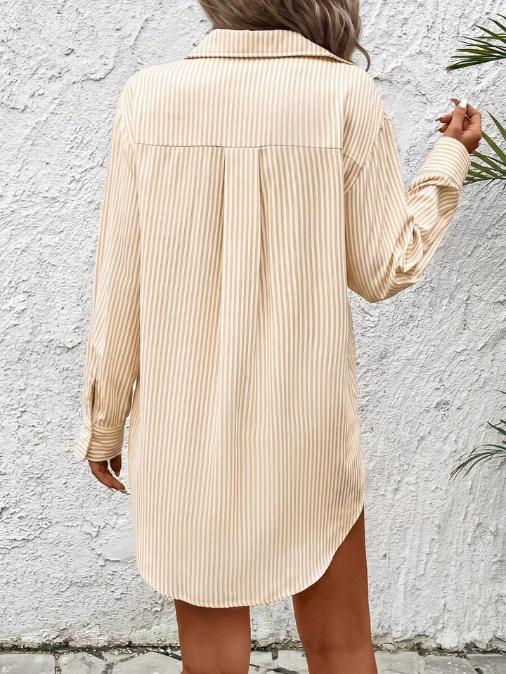 Claire™ | Blue Stripe Shirt Dress