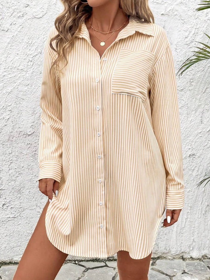 Claire™ | Blue Stripe Shirt Dress