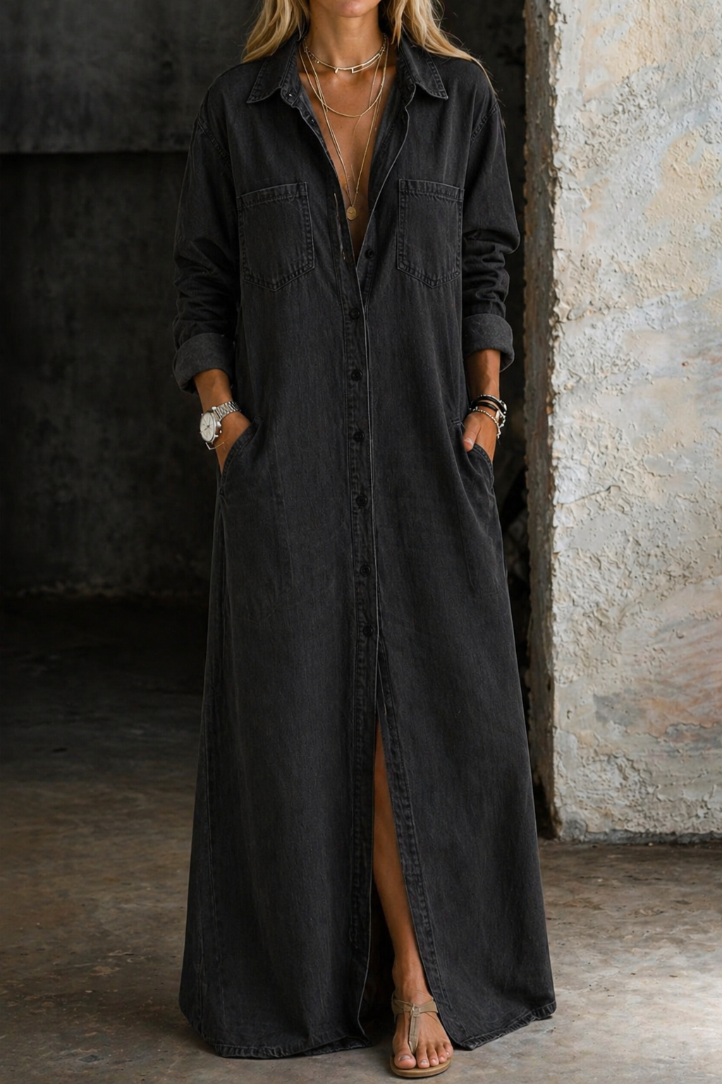 Alexandra | Denim Button Down Dress